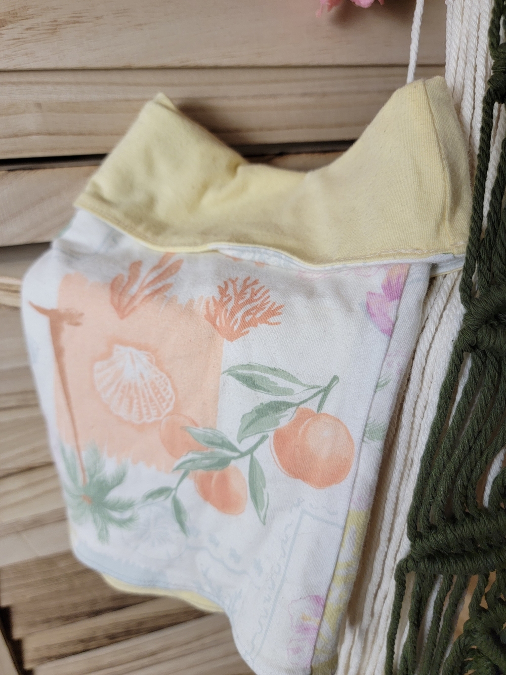 Yellow & Peach Orange Floral-Print Cotton Hollister Reversible Tube Top